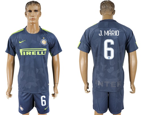 Inter Milan #6 J.Mario Sec Away Soccer Club Jersey